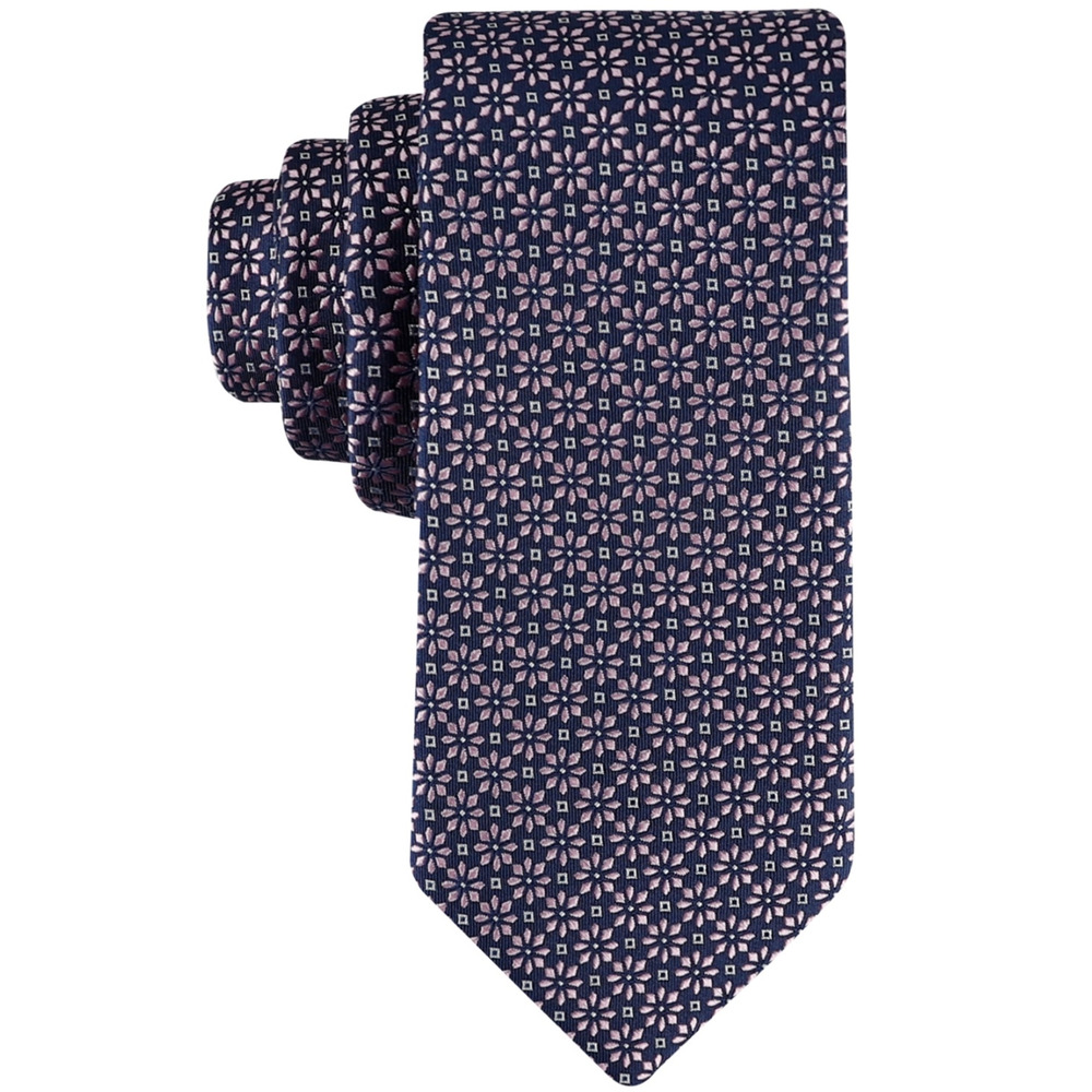 Tommy Hilfiger Men Classic Daisy Medallion Neat Tie Navy/Pink